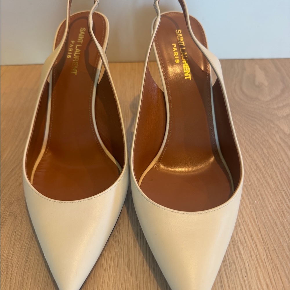 Saint Laurent Beige Slingback Heels